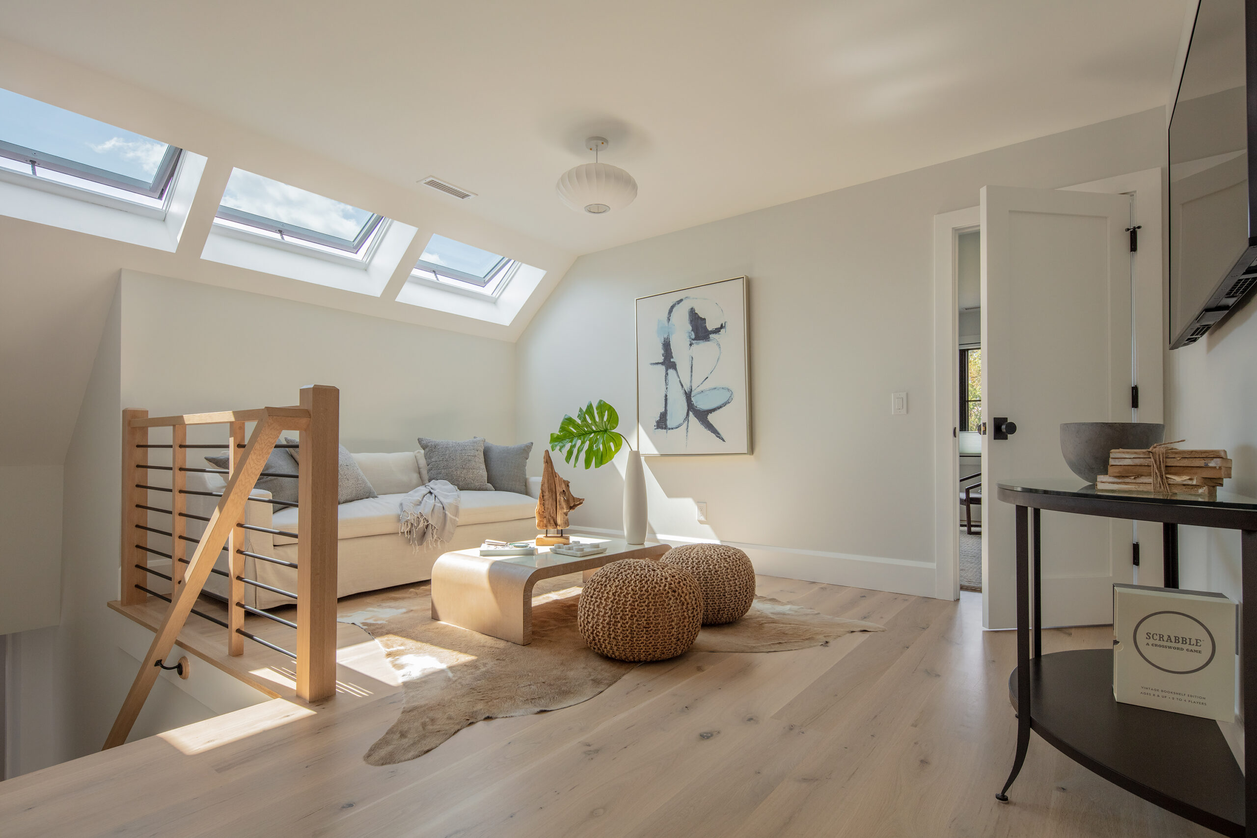 Velux skylight in a vaulted ceiling