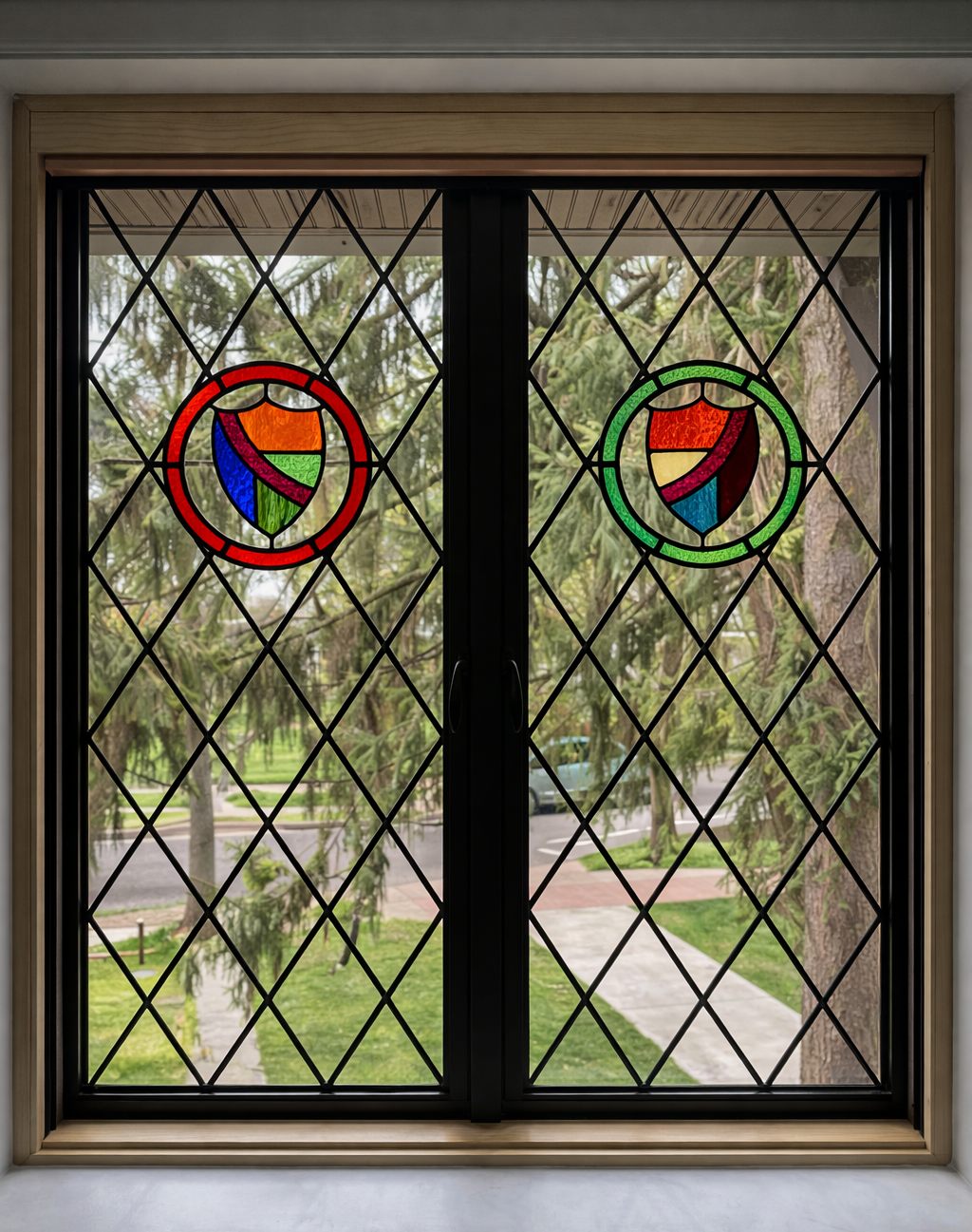 Leaded and decorative glass detail