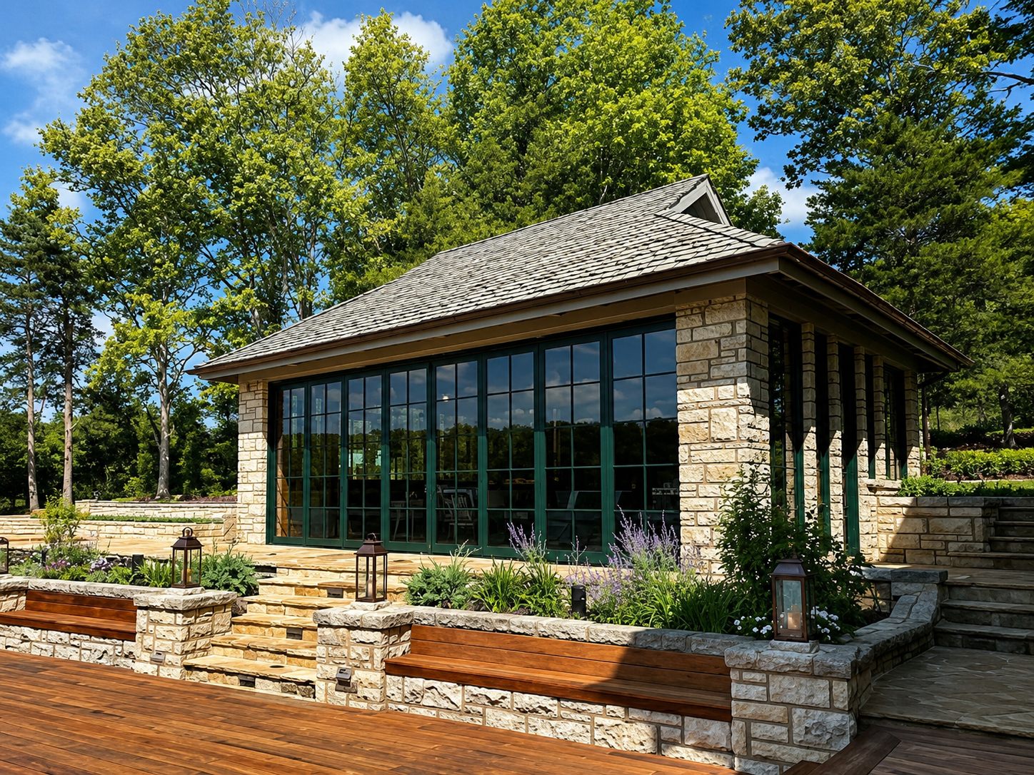 Custom door system in a pool house