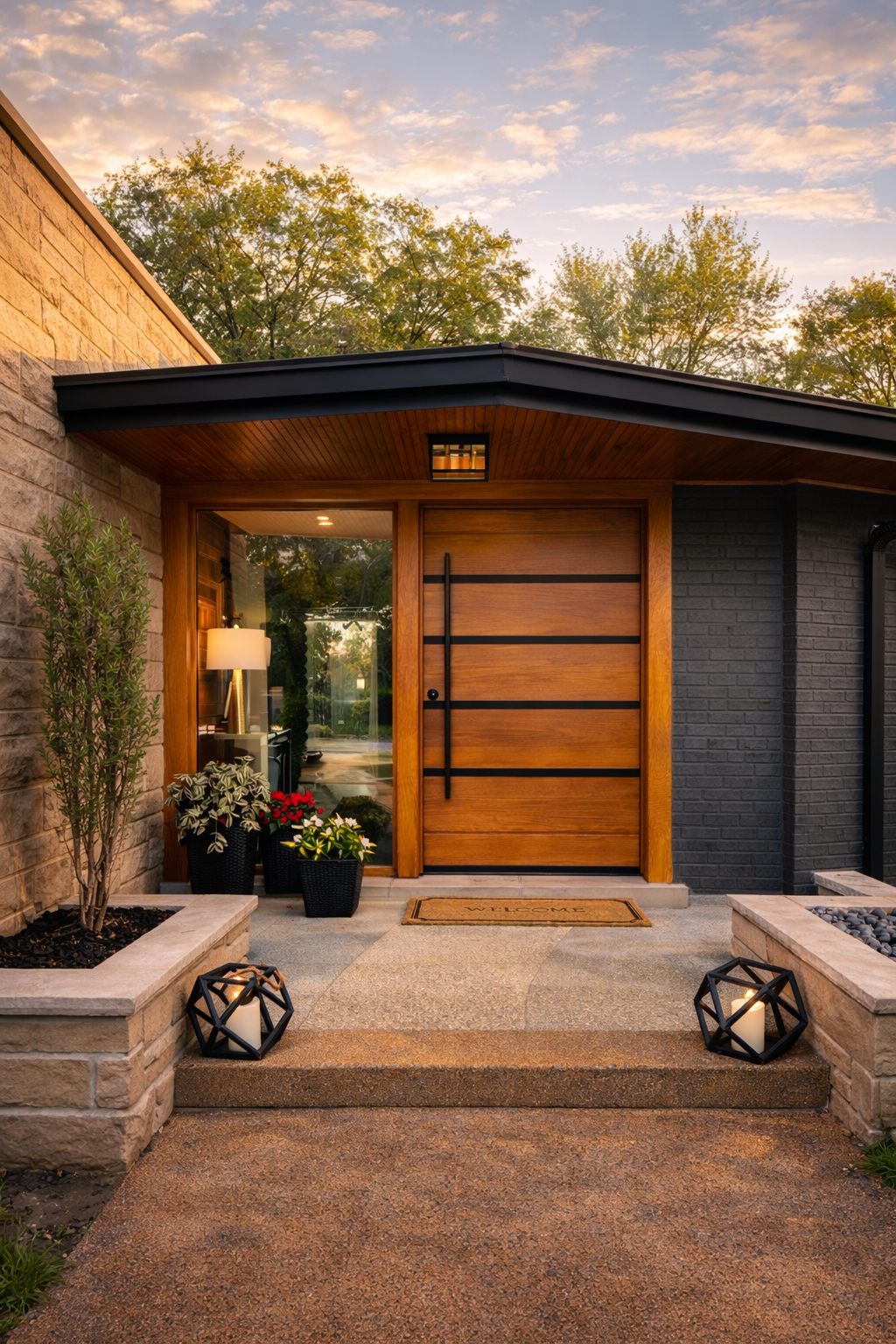 Custom wood entry door with sidelight