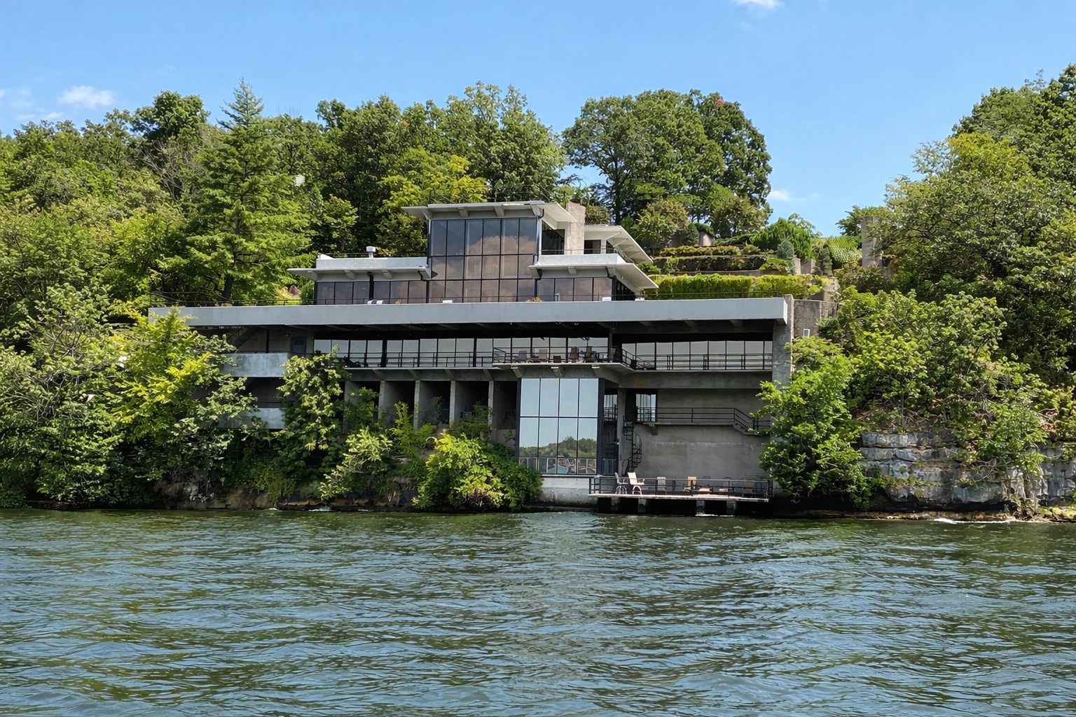 Lake house with custom windows and doors
