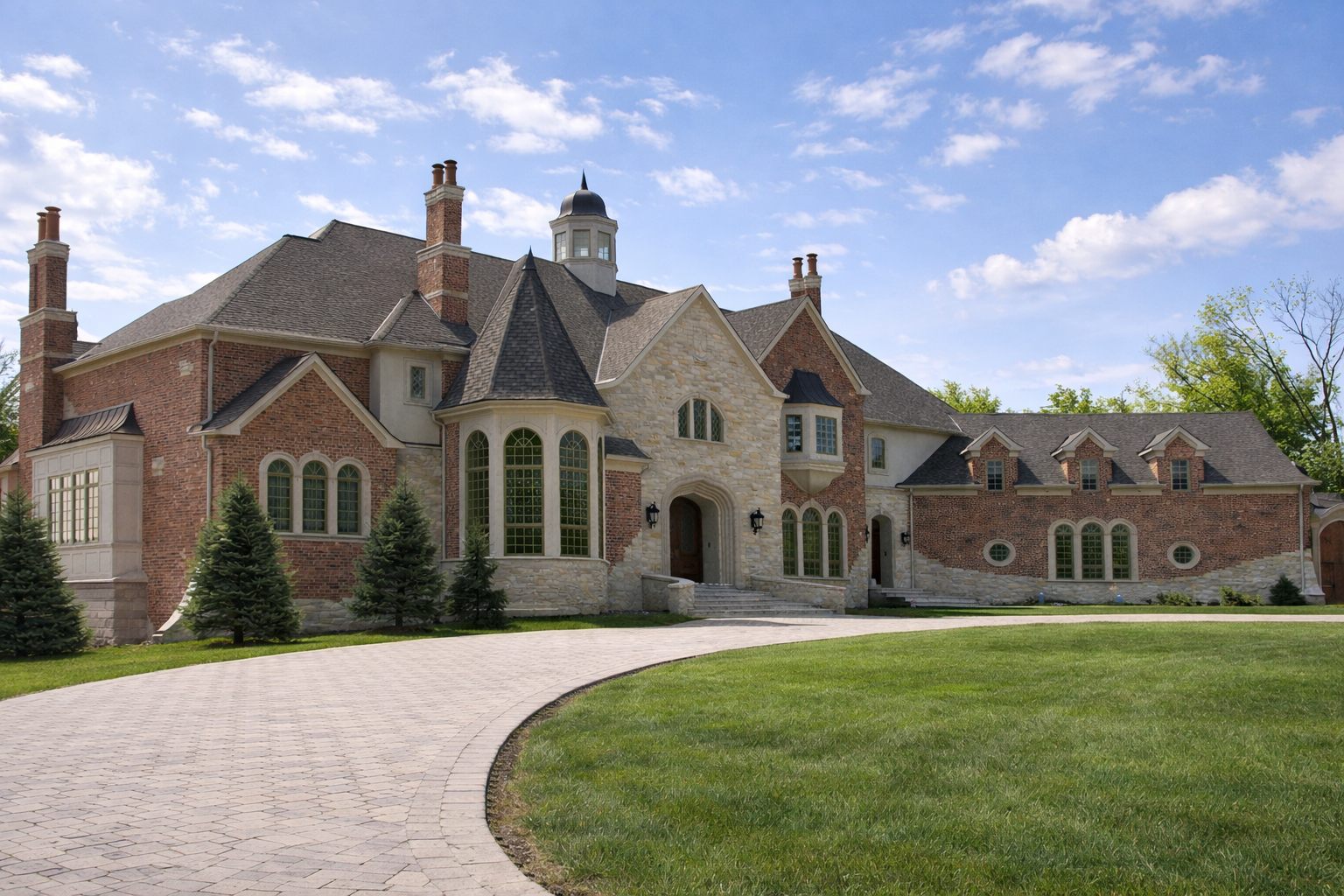 Custom home with black-clad windows in Ladue