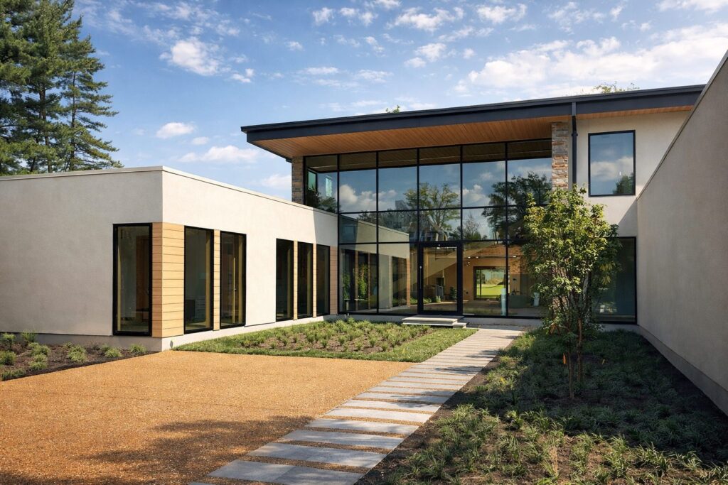 Modern home with custom windows and doors