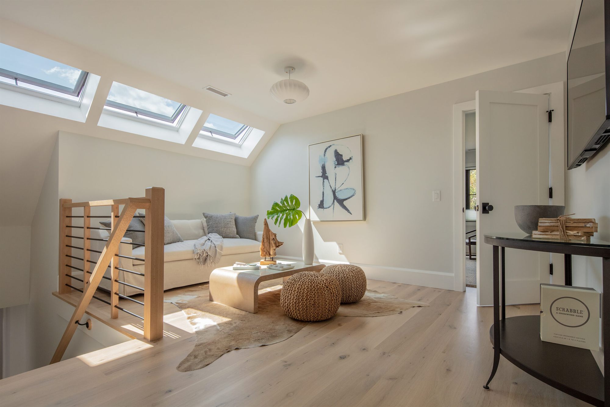 Velux skylight in a vaulted ceiling