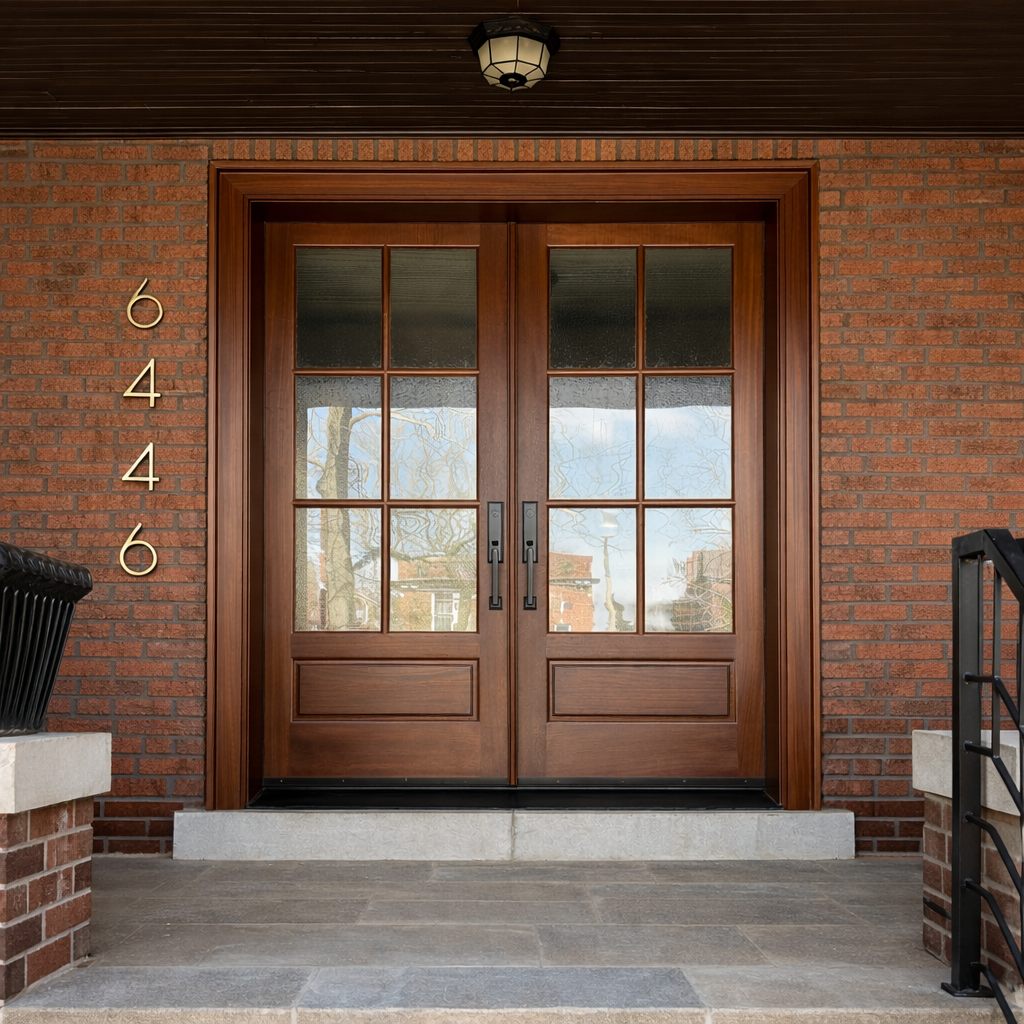 Craftsman double entry doors with divided lites